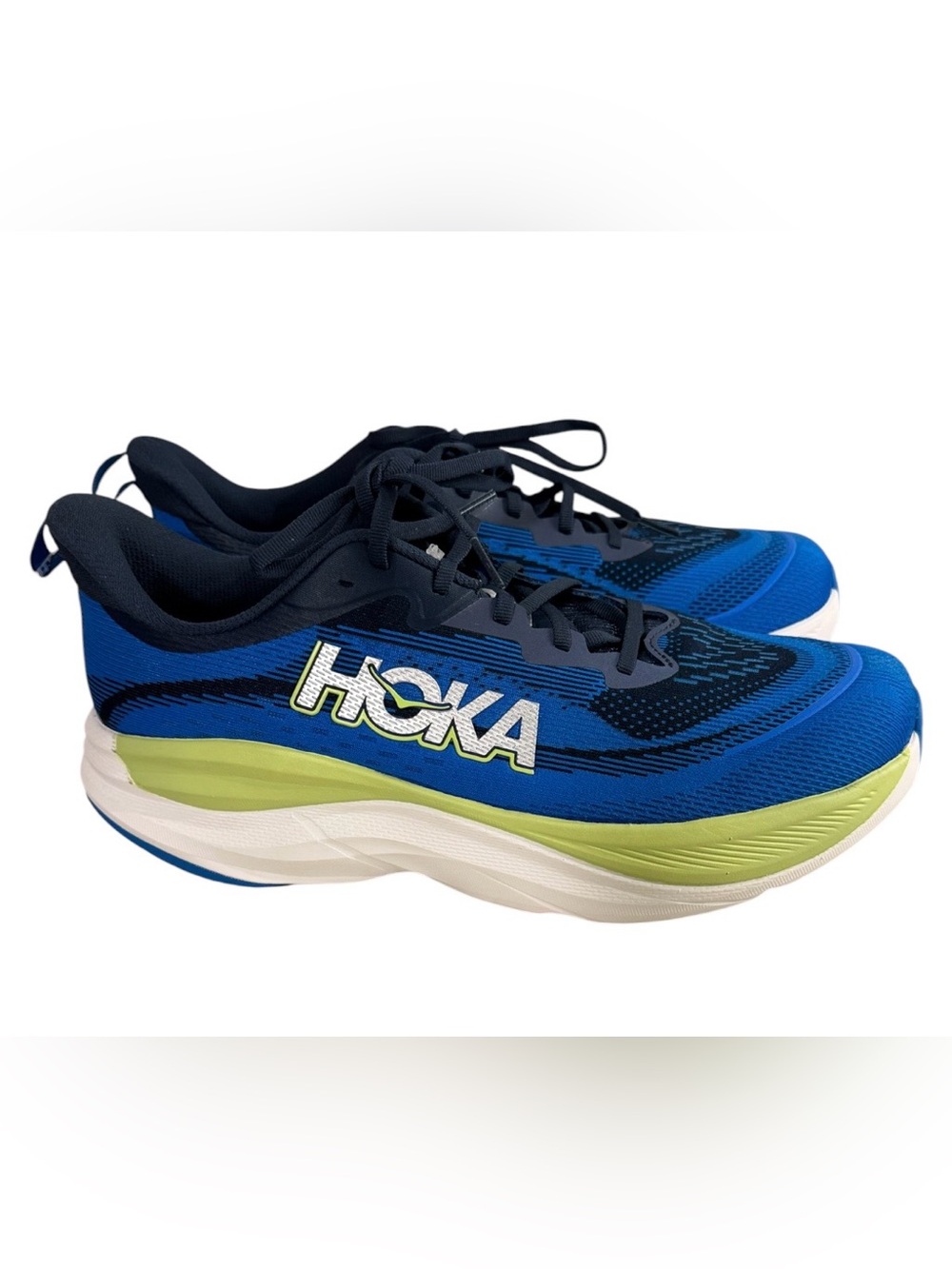 Hoka Skyflow Wide Men's Running Shoes Blue/Lime Green Size 12 2E New Without Box